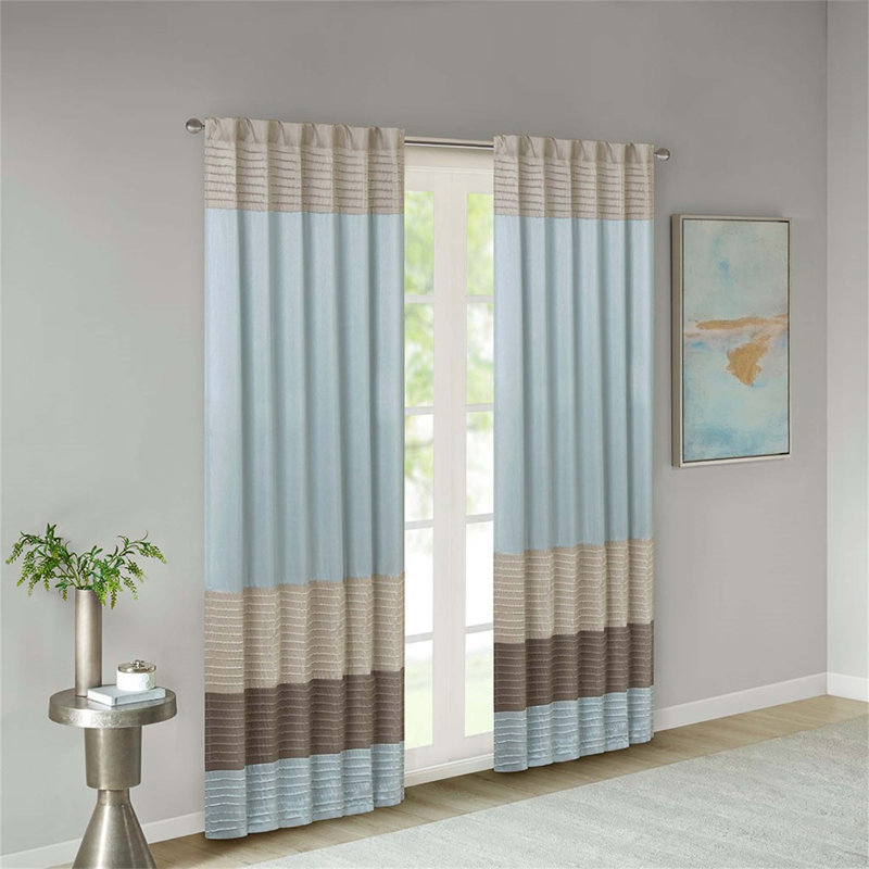 Panneau de rideau simple obscurcissant Ashey, Bleu multi