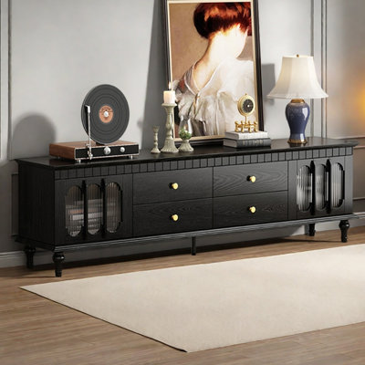 French Retro Style Rubberwood TV Stand