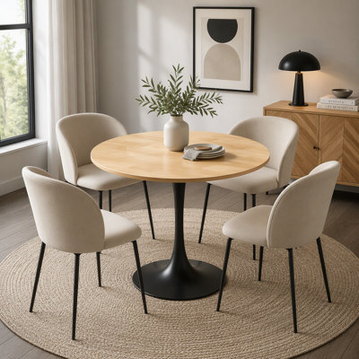 Table de salle à manger ronde tulipe de style moderne du milieu du siècle, table bistro de 80 cm avec plateau en MDF et pied central en acier, table basse idéale pour les petits espaces, le salon et les appartements