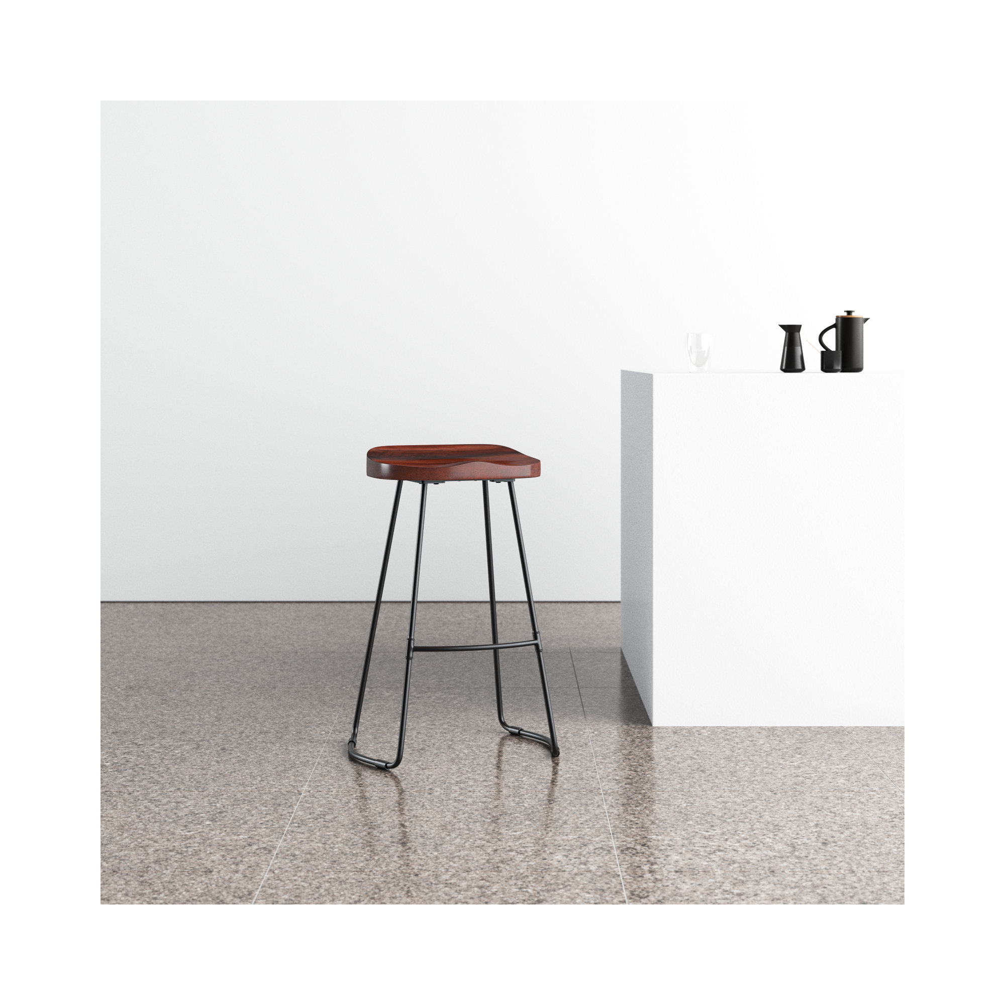 Geonna Solid Wood Bar & Counter Stool, Counter Stool (27" Seat Height), Walnut