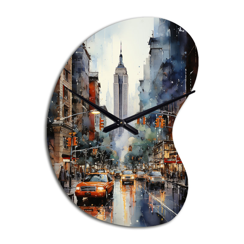 Horloge murale 3D New York City That Never Sleep II - Boom Shape, Grand