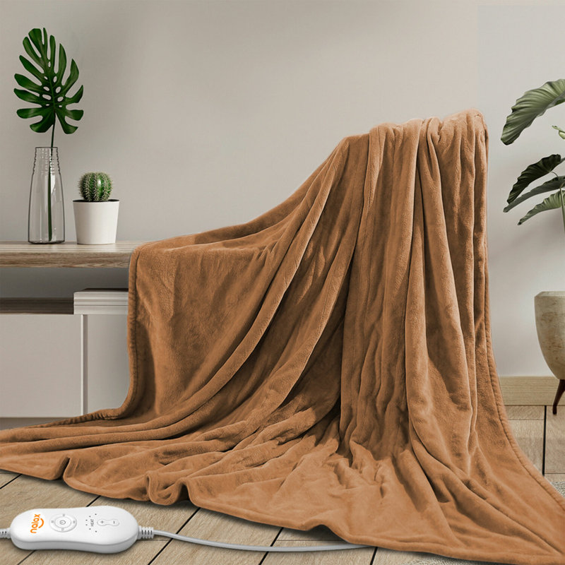 Nalax Electric Fast Heating Full Body Throw Blanket with 6 Heat Levels, Brown