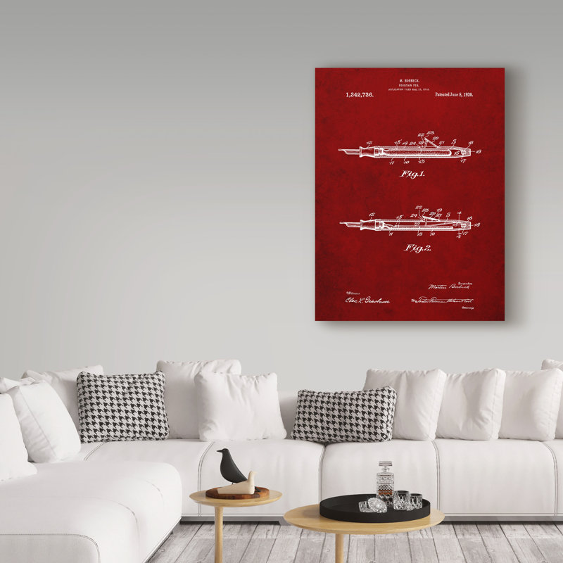 Manilo «Fountain Pen», reproduction de dessin sur toile tendue, H 19 po x l 14 po