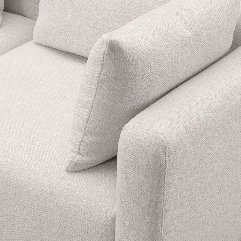 Cheryll Sedona Textured Fabric Loveseat, Cream Textured, Natural Wood