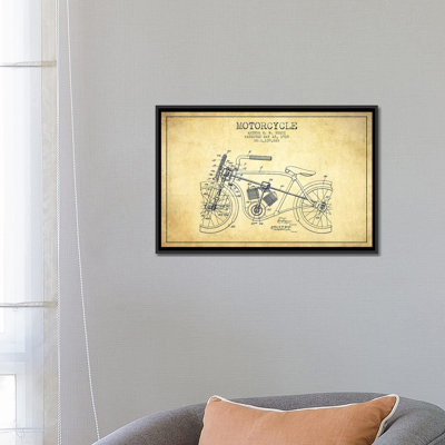 « arthur h.w. yordi motocyclette », reproduction d’impression sur toile beige
