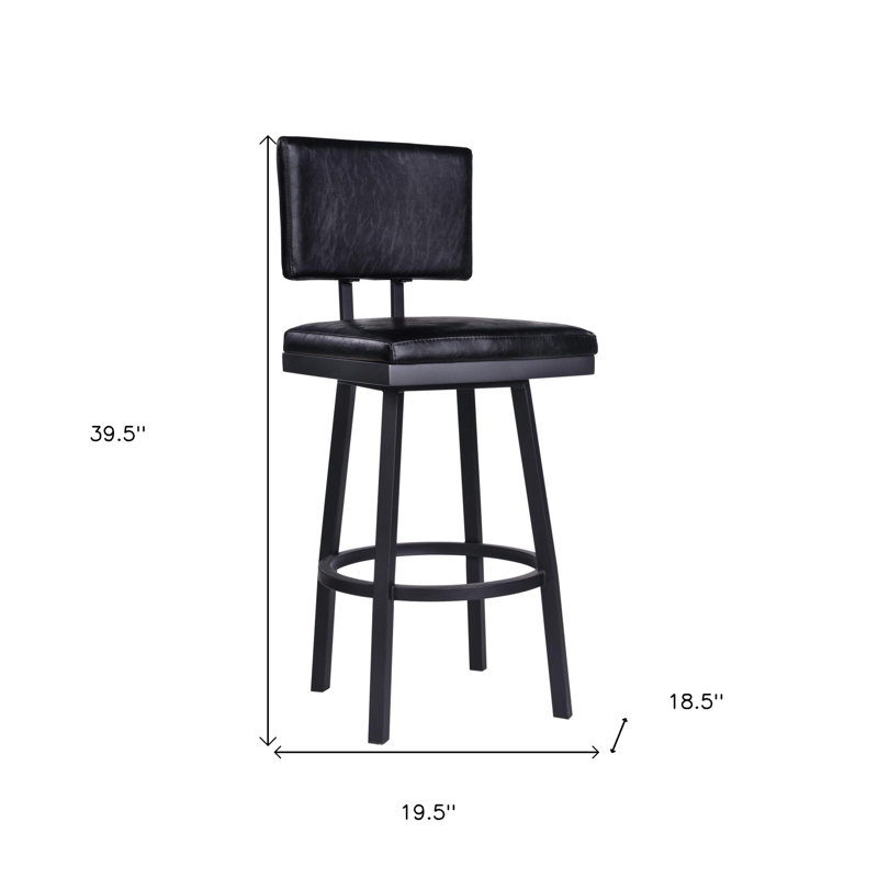 Tabouret de bar Vintage, Tabouret de comptoir (siège d'une hauteur de 26 p, Noir