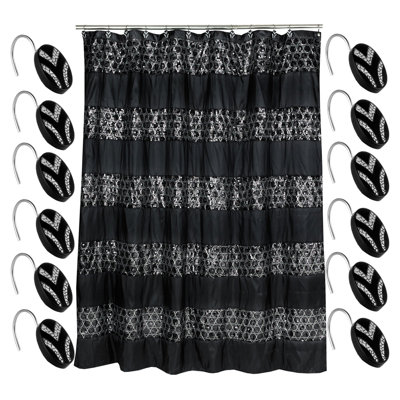 Channce Striped Shower Curtain with Hooks Included