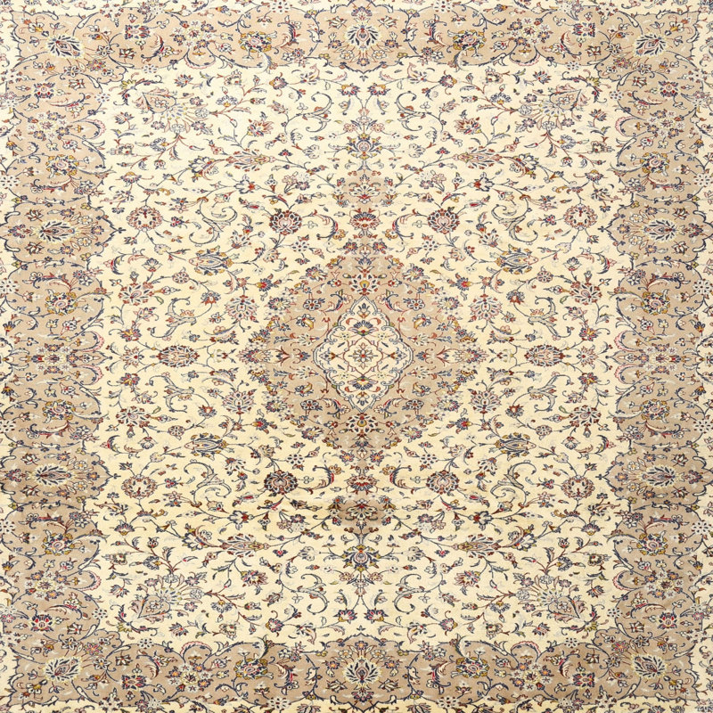 Tapis beige/gris traditionnel, Carré 5 pi
