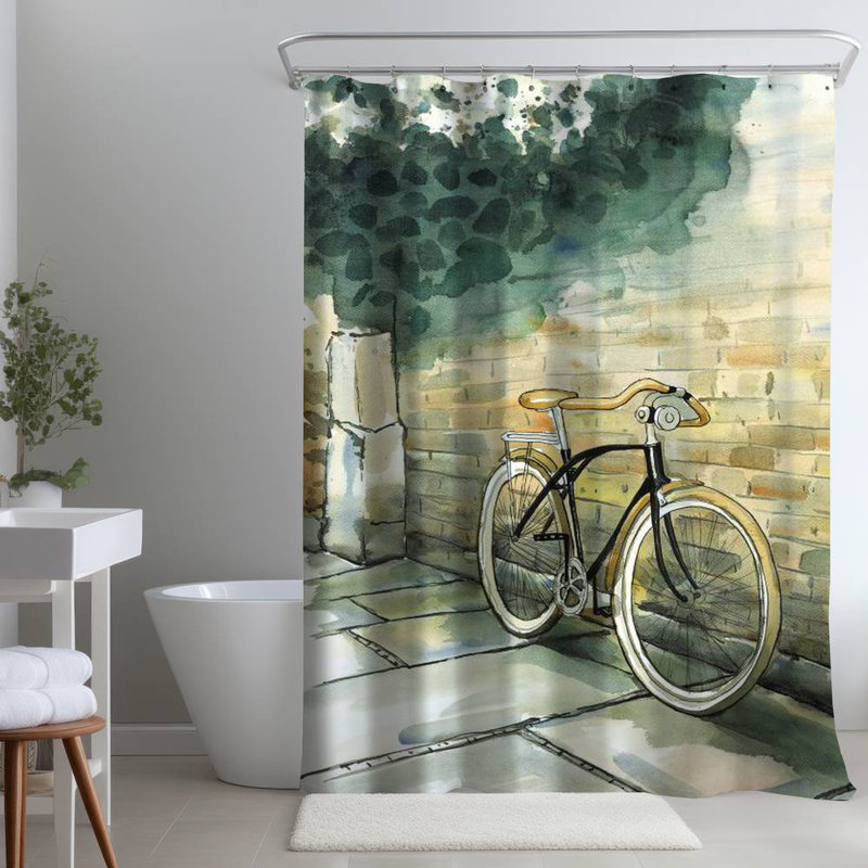Shower Curtain TR76 – Polyester Shower Curtain, Dye Sublimation Print, 71" W × 74" L