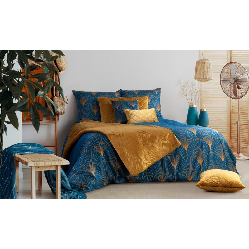 Carmody Polyester Solid Colour Bedspread, W170 x L210cm, Gold