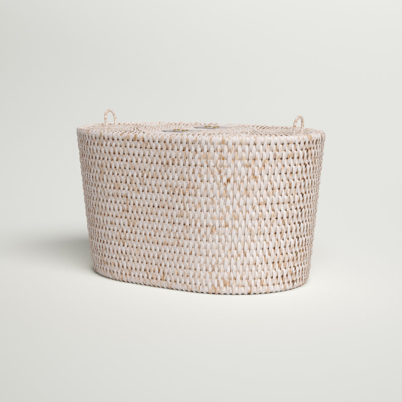 Couvre-boîte à mouchoirs en rotin Esmeray, Blanc délavé