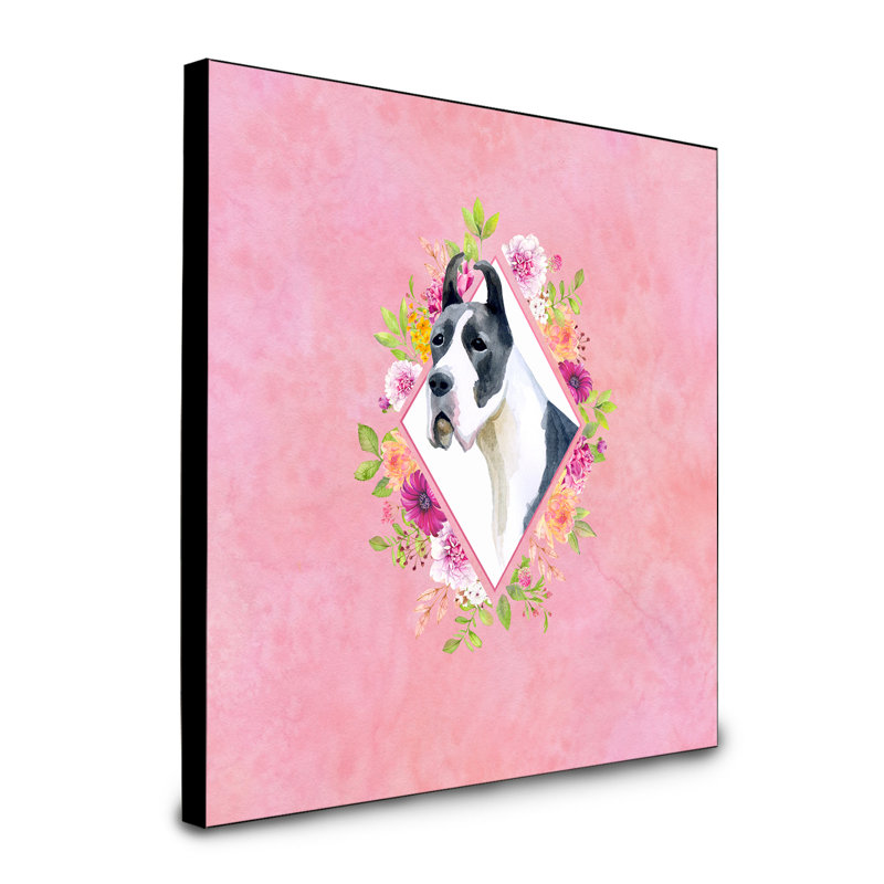 Panneau mural Dollman Flowers, Rose, Grand danois noir