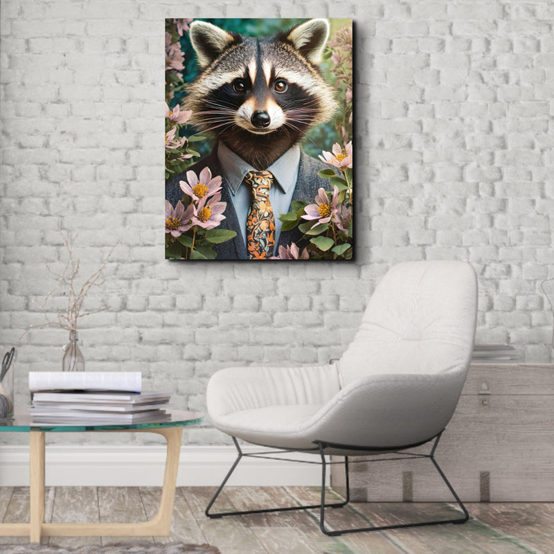 «Racoon» sur toile, H 18 po x l 15 po
