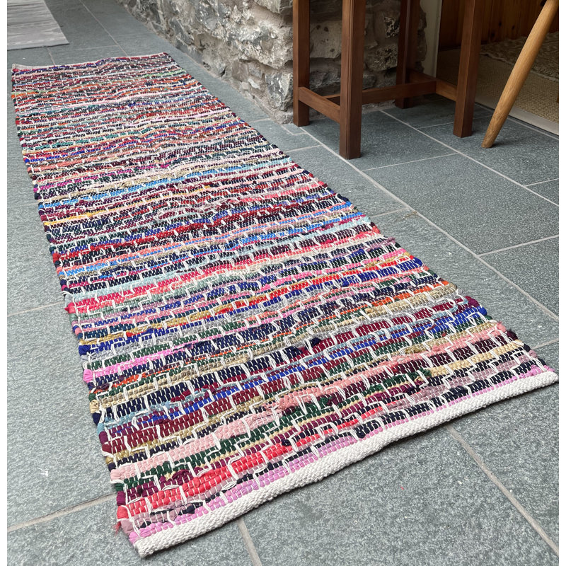 Rossignol Geometric Cotton Hand Woven Area Rug, Runner 60 x 210cm