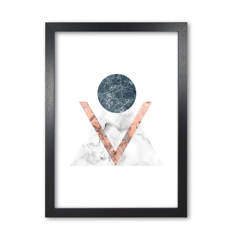 Marble Triangle Abstract - Print, 85 cm H x 60 cm W x 5 cm D, Black Grain Frame