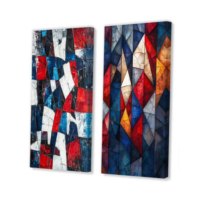 «Unity In Force Usa Flag Fragments III», art mural mode 2 panneaux, H 32 po x l 33 po, Toile tendue, Ne s'applique pas