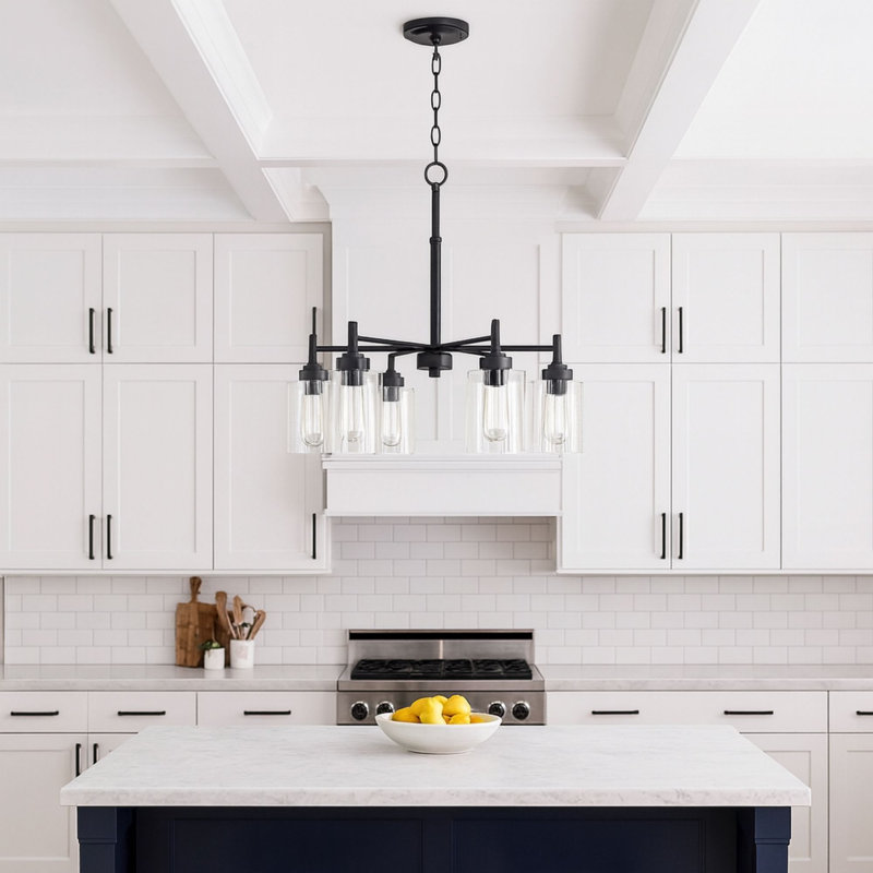 Wexton 5-Light 24” Wide Chandelier, Matte Black