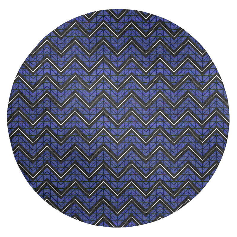 Chenille Chevron Indoor Rug, Round 5'