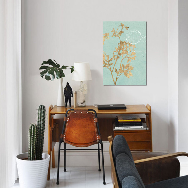 « golden leaves i », impression sur toile, H 26 po x l 18 po x P 1,5 po, Toile tendue, Pas de tapis