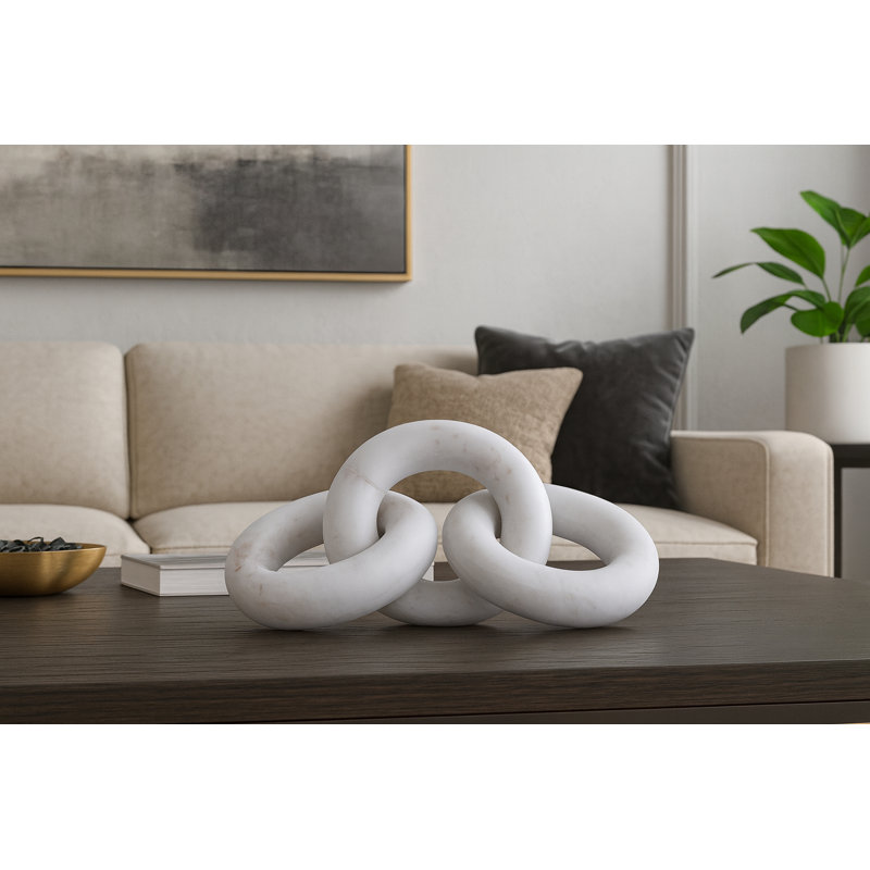 Rings Marble Decorative Object, White