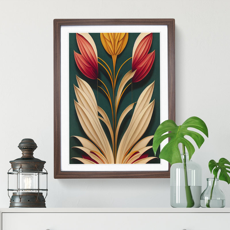 Flower No.1 - Framed Print, 64cm H x 46cm W x 2cm D, Walnut Framed