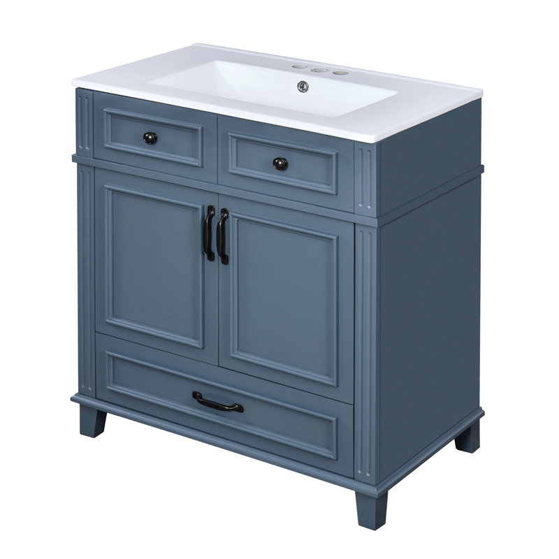 Meuble-lavabo de salle de bain 30 po Retro Blue, Blue