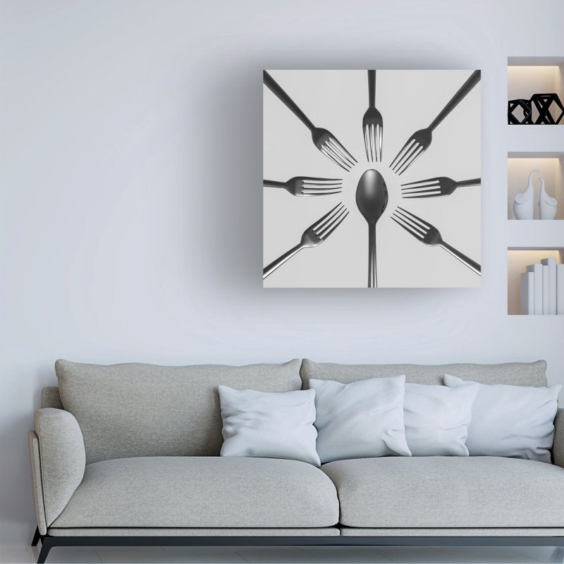 Art sur toile, cuillère et fourchettes à la bolognaise boltony Antonyus, H 24 po x l 24 po
