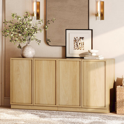 Armoire d'appoint moderne avec 4 portes, commode d'appoint multifonctionnelle avec grand rangement et tablette réglable