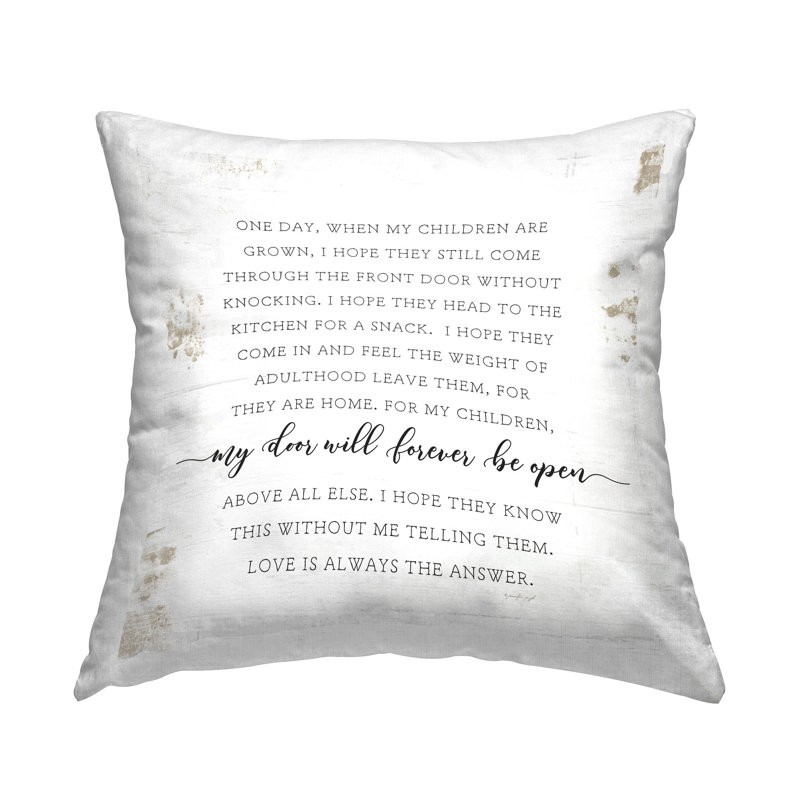 Conception de coussin décoratif «When My Children Are Grown» par Jennifer Pugh