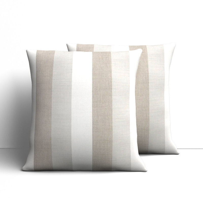 Nisha Striped Sunbrella® Outdoor Throw Pillow, Blue/White, 16'' x 16''