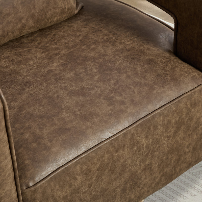Fauteuil demi-tonneau moderne pivotant avec dossier ouvert, Café