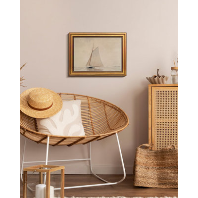 Sailboat Seaview Vintage Gold Framed Wall Art