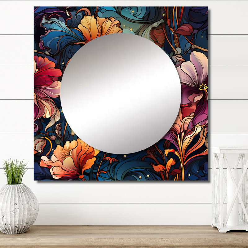Victorian Nouveau Elegance Victorian Pattern I - Floral Square Living Room Wall Mirror Art, 23" x 23"