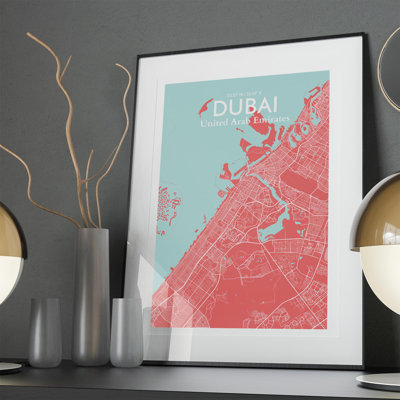 Dubai City Map In Maritime - No Frame Print