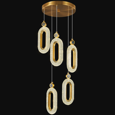 Modern Gold  Dimmable Pendant Lights for Bedroom Hallway Entryway Kitchen Island (5-Light)