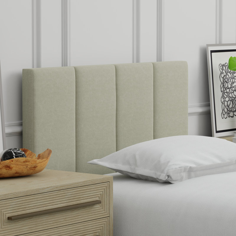 Askar Upholstered Panel Headboard, Twin, Beige