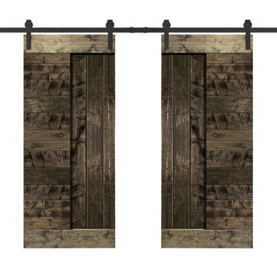 84'' Solid Wood Paneled Painted without Installation Hardware Kit Barn Door