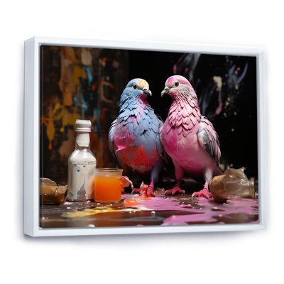 Gris et rose, pigeon sérénade II - art mural pigeon animal