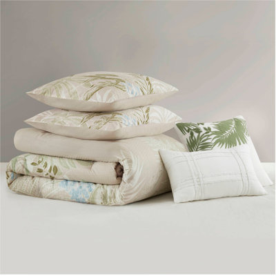 5-Piece Cotton Duvet Cover Set With Throw Pillow
