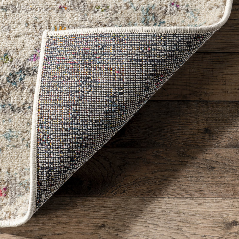 Vita Colorful Abstract Power Loom Performance Yellow/Cream/Pink Rug, Rectangle 7'10" x 10'10"