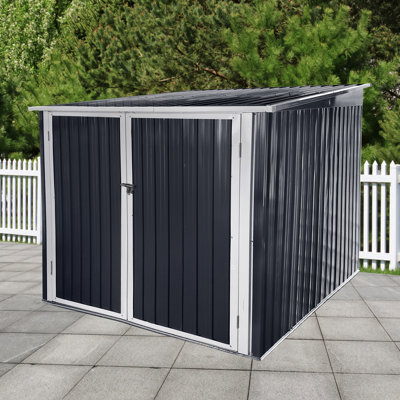 Rangement extérieur en acier galvanisé pour 4 vélos, eau de feu pourriture rouille, local à vélos gris, logement, par mauvais temps,