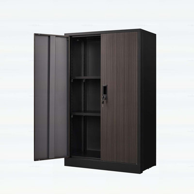 Durable Metal Storage Cabinet with Locking Doors, Adjustable Shelf, and Foldable Design for Versatile Use in Home, Office, School, and Garage