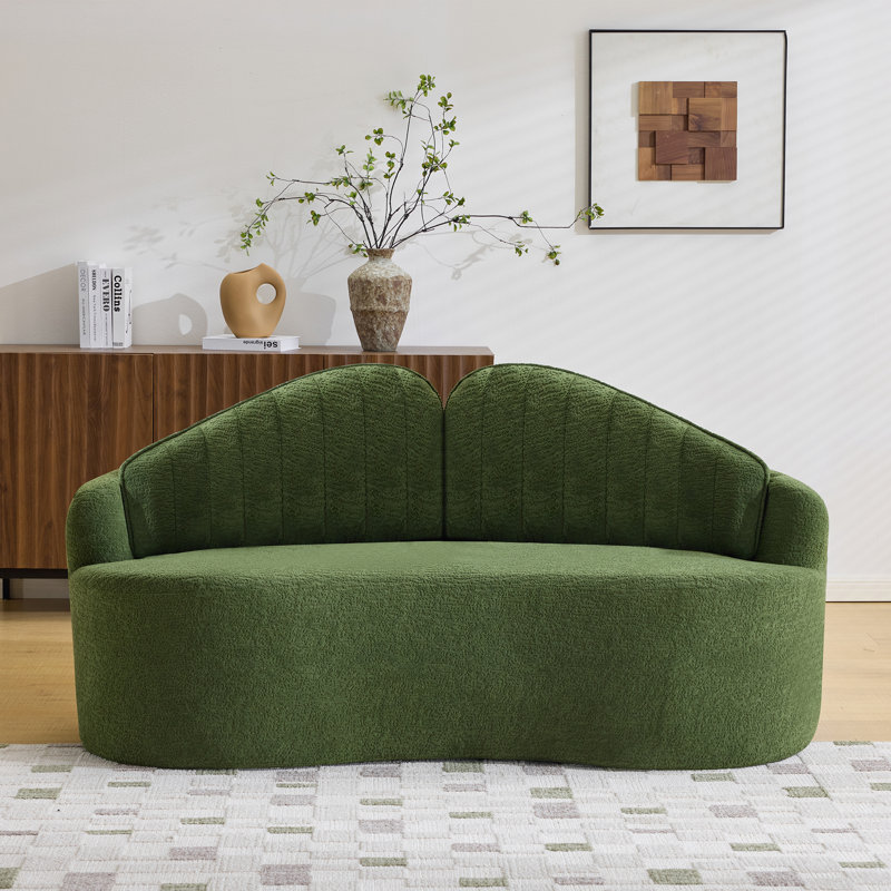 Durable Compact Two-seater Sofas, Green Chenille For Small Spaces