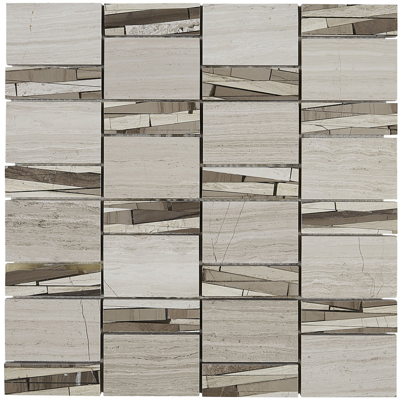 Stone Mosaics Abstract 12" x 12" Polished Natural Stone Field Tile in Chenille White