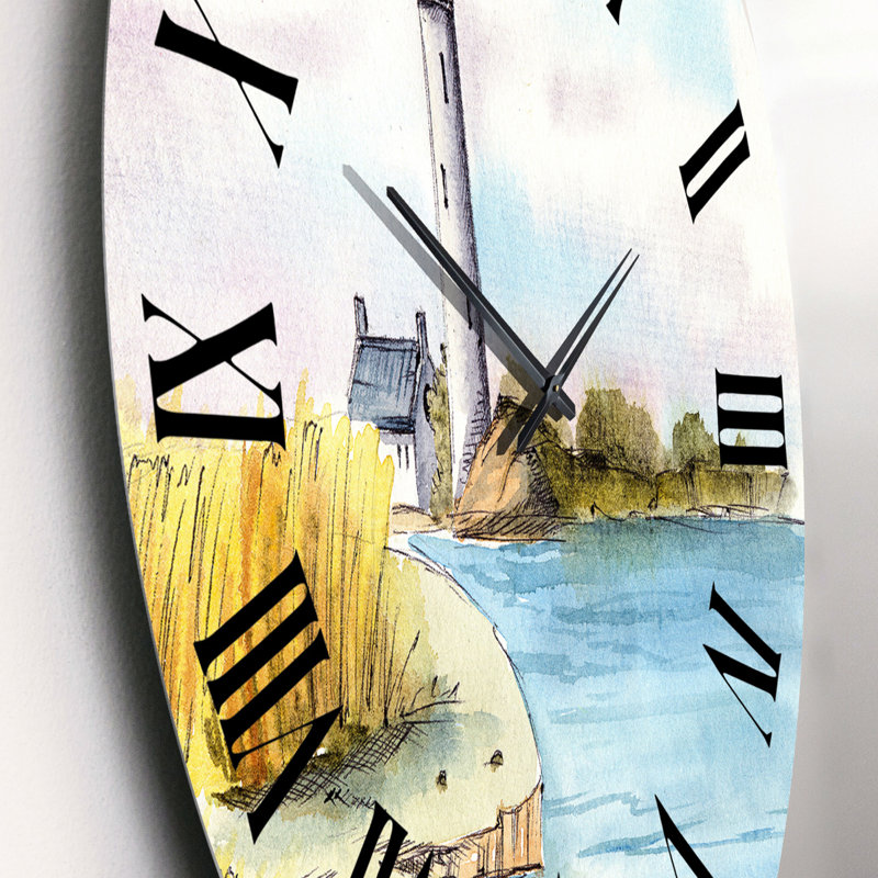 Phare sur un bord de mer lointain - Horloge murale nautique et côtière, Petit
