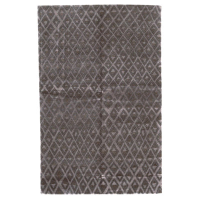 High-Quality Hand-Knotted Black Area Rug