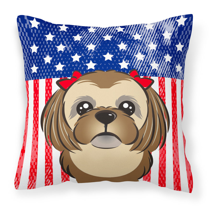  Coussin 14 "American Flag, 18 po x 18 po, Shih tzu brun chocolat