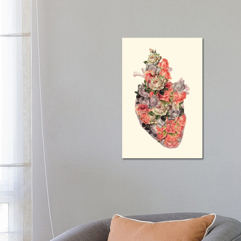 Floral Heart by Kiki C Landon - Wrapped Canvas Print, 66.04cm H x 45.72cm W x 1.905cm D