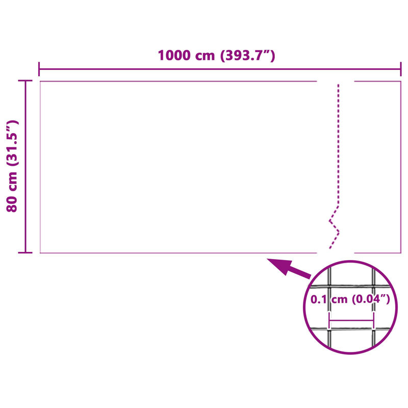 White Plastic Border Fencing, 80 cm x 1000 cm