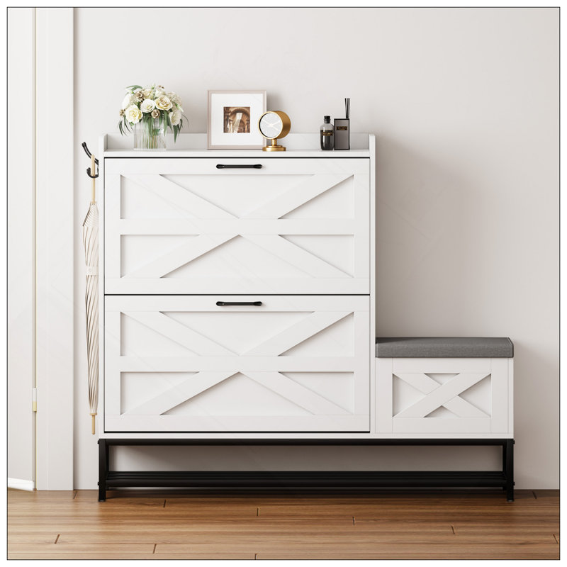Armoire à chaussures, armoire à chaussures d'entrée de maison, armoire de rangement pour balcon d'entrée, étagère à chaussures de grande capacité, blanc